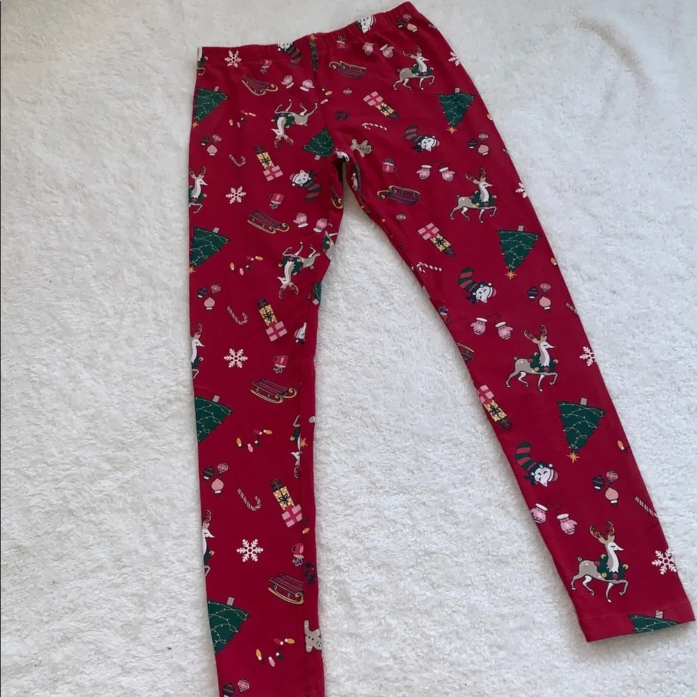 Children’s Place Christmas Holiday Red Leggings EUC Large 10/12